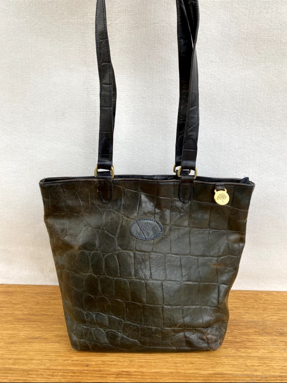 Mulberry Black Croc-Embossed Leather Tote